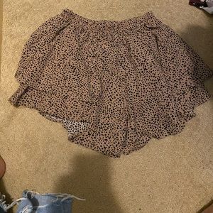 Brown Polka Dot Flowy Short/Skirt